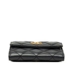 Chanel Quilted CC Logo Mini Chain Shoulder Bag Black Gold Lambskin — view 3