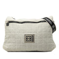 Chanel Sports Line Choco Bar CC Logo Shoulder Bag Crossbody Gray Cotton