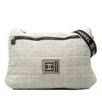 Chanel Sports Line Choco Bar CC Logo Shoulder Bag Crossbody Gray Cotton