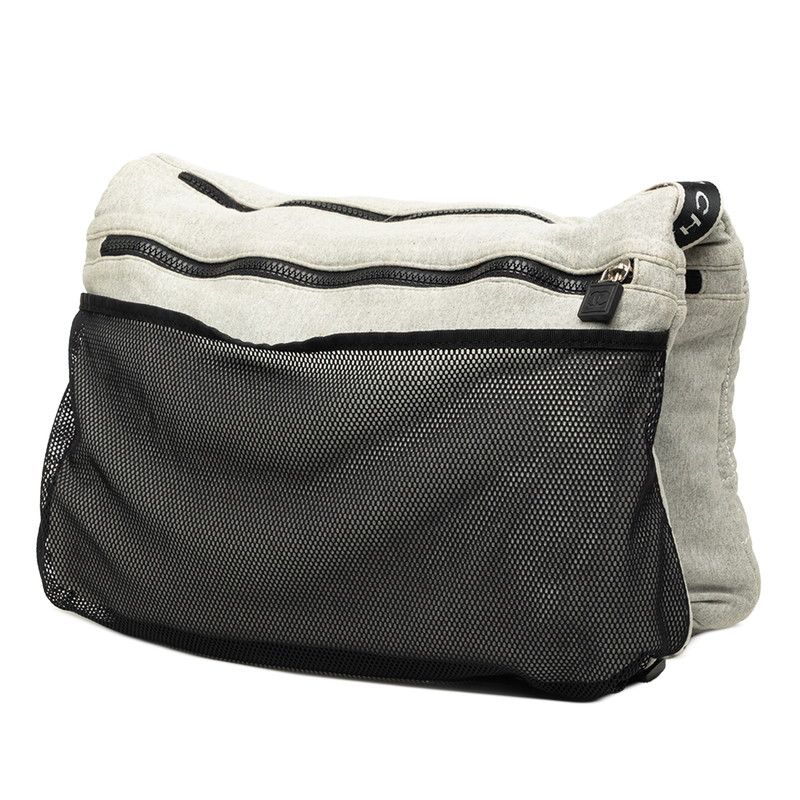 Chanel Sports Line Choco Bar CC Logo Shoulder Bag Crossbody Gray Cotton — view 2