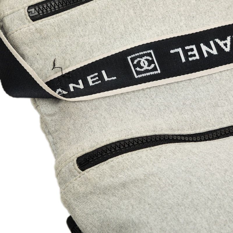 Chanel Sports Line Choco Bar CC Logo Shoulder Bag Crossbody Gray Cotton — view 4
