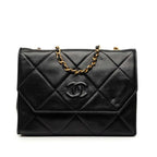 Chanel Quilted CC Logo Chain Shoulder Bag Black Lambskin