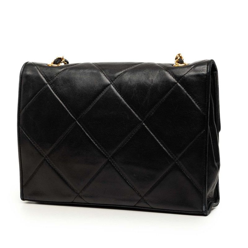 Chanel Quilted CC Logo Chain Shoulder Bag Black Lambskin — view 2