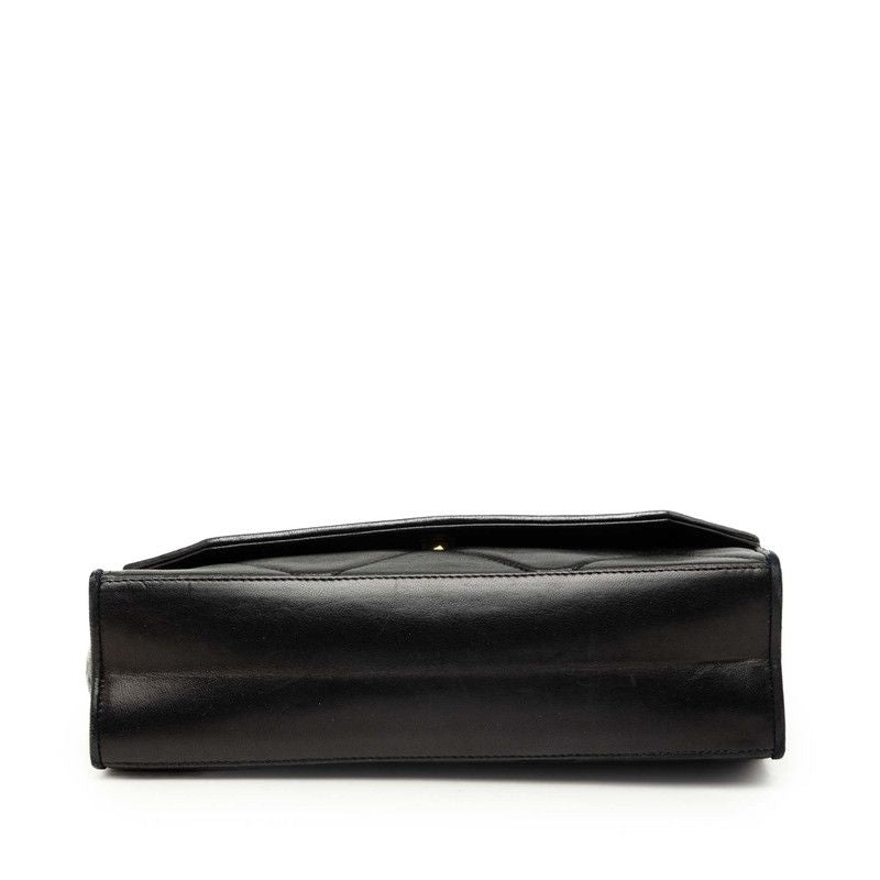Chanel Quilted CC Logo Chain Shoulder Bag Black Lambskin — view 3