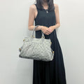 Louis Vuitton Monogram Denim Neo Cabby MM Handbag Gray Gold Vintage