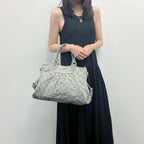 Louis Vuitton Monogram Denim Neo Cabby MM Handbag Gray Gold Vintage