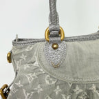 Louis Vuitton Monogram Denim Neo Cabby MM Handbag Gray Gold Vintage — view 7