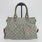 Louis Vuitton Monogram Denim Neo Cabby MM Handbag Gray Gold Vintage — view 2