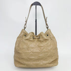 Chanel on the Road Quilted Bucket Shoulder Bag Leather Beige Silver Seal Vintage — view 4