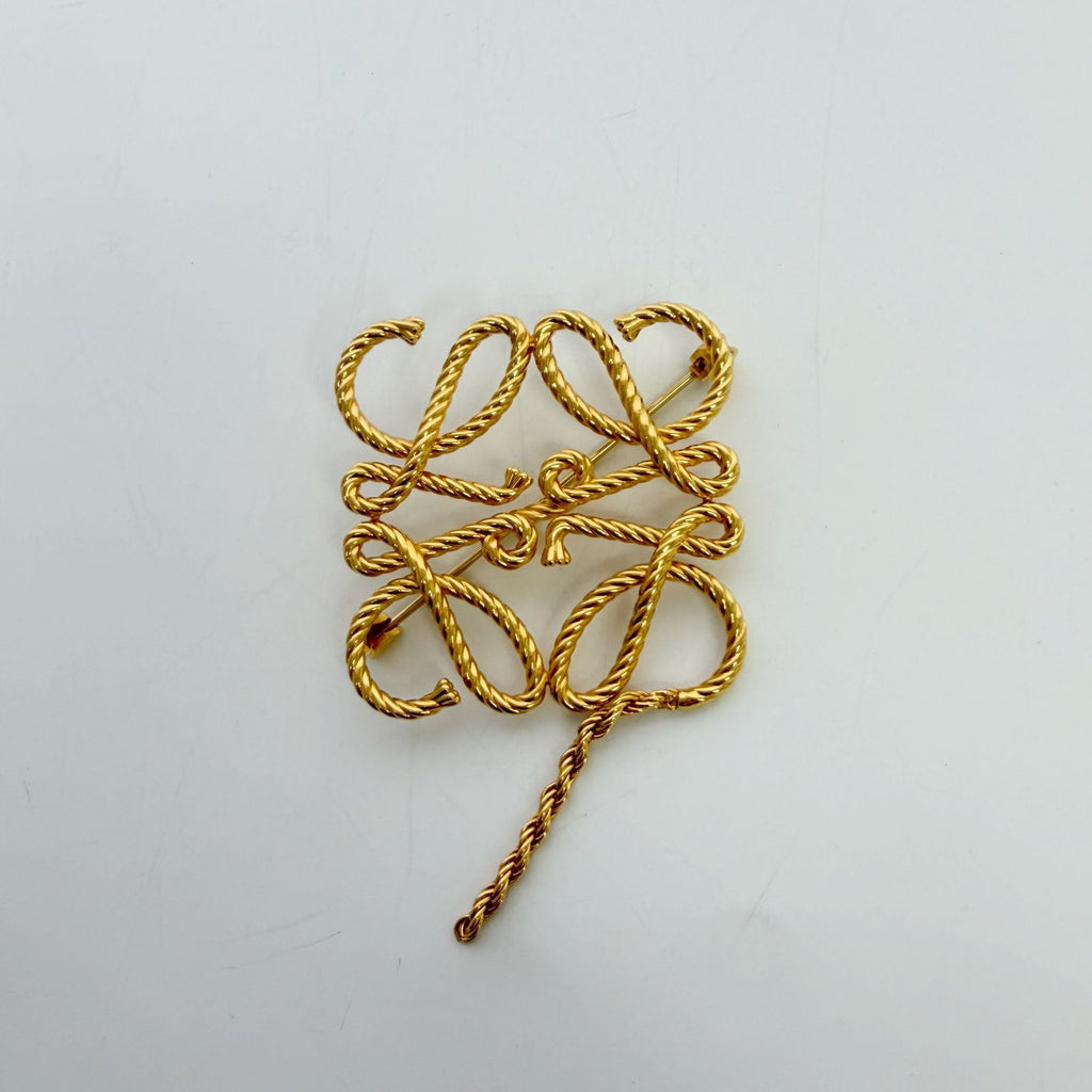 Loewe Anagram Rope Brooch Plated Gold Vintage