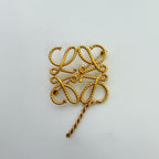 Loewe Anagram Rope Brooch Plated Gold Vintage