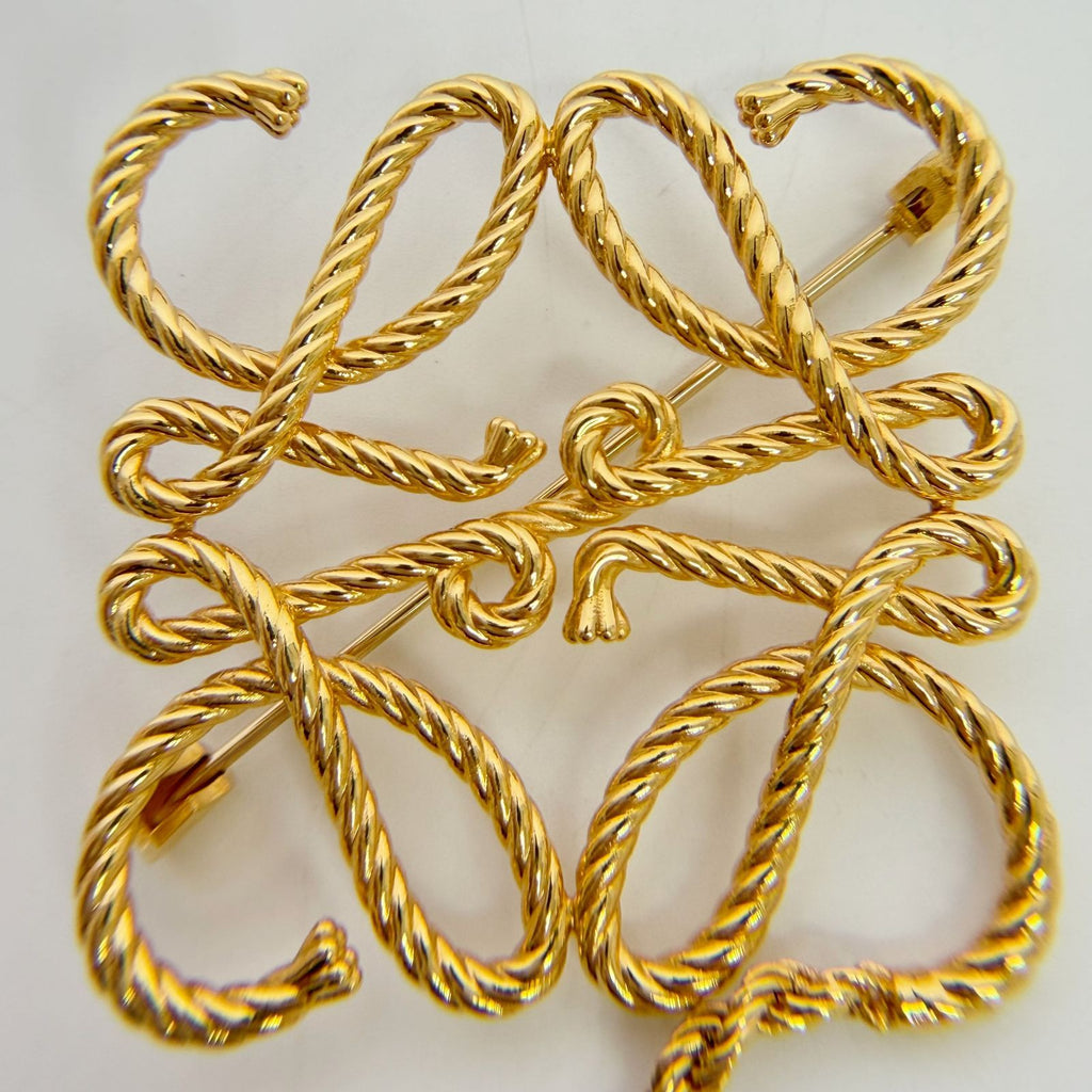 Loewe Anagram Rope Brooch Plated Gold Vintage — view 3