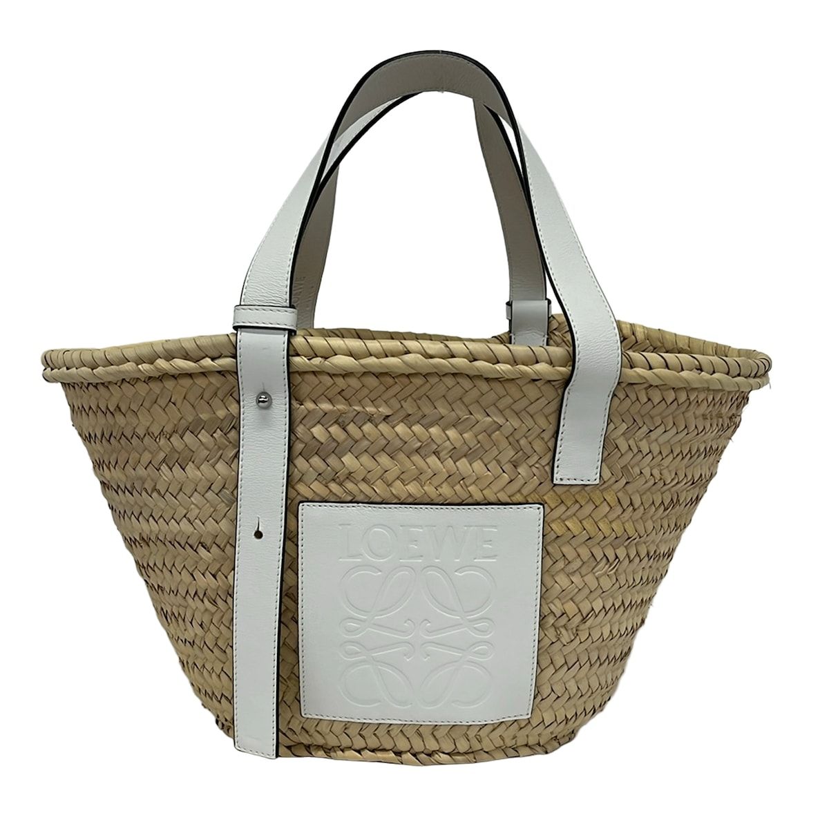 Loewe Tote Basket Medium Beige White Leather