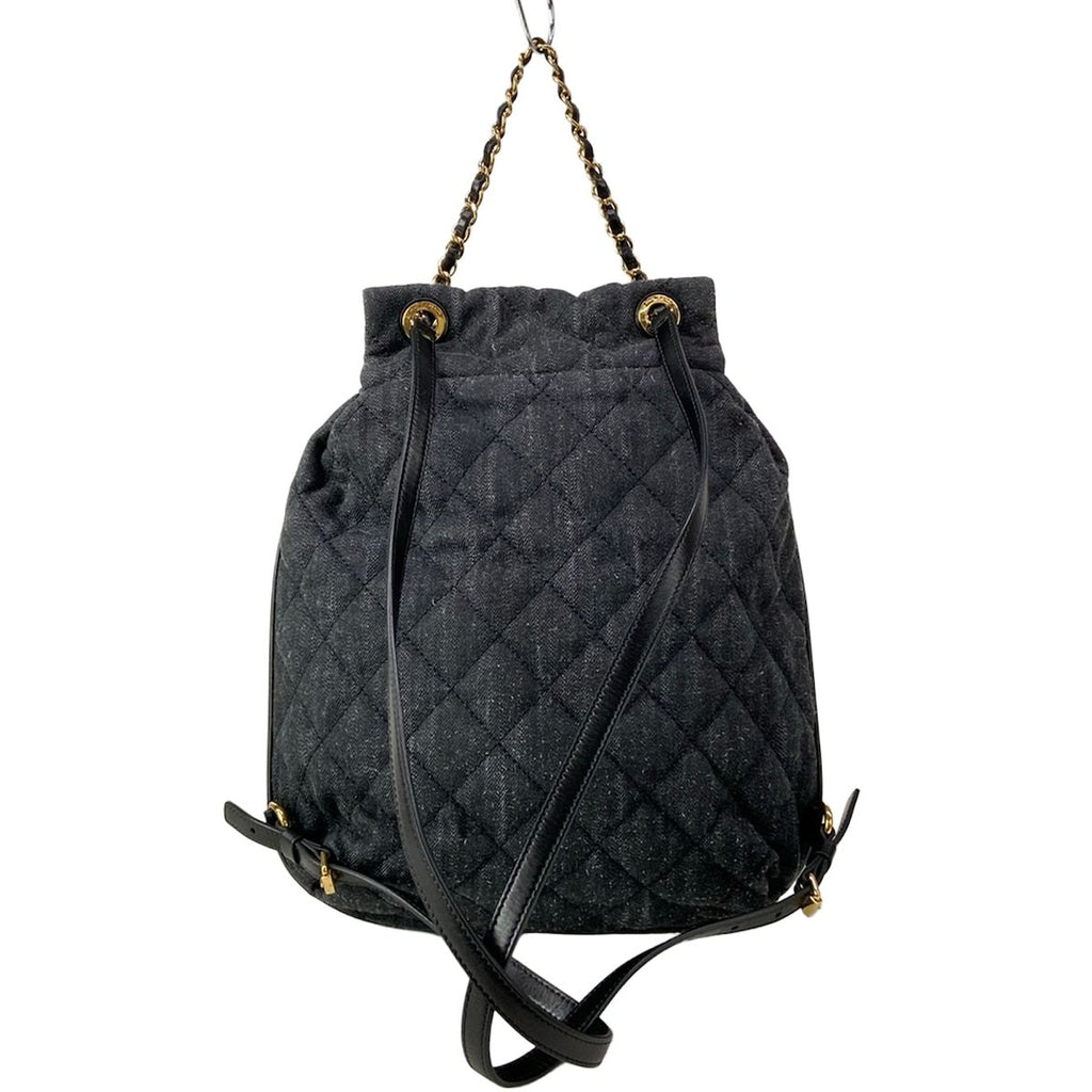 Chanel Backpack Quilted Black Gold Chain — view 3