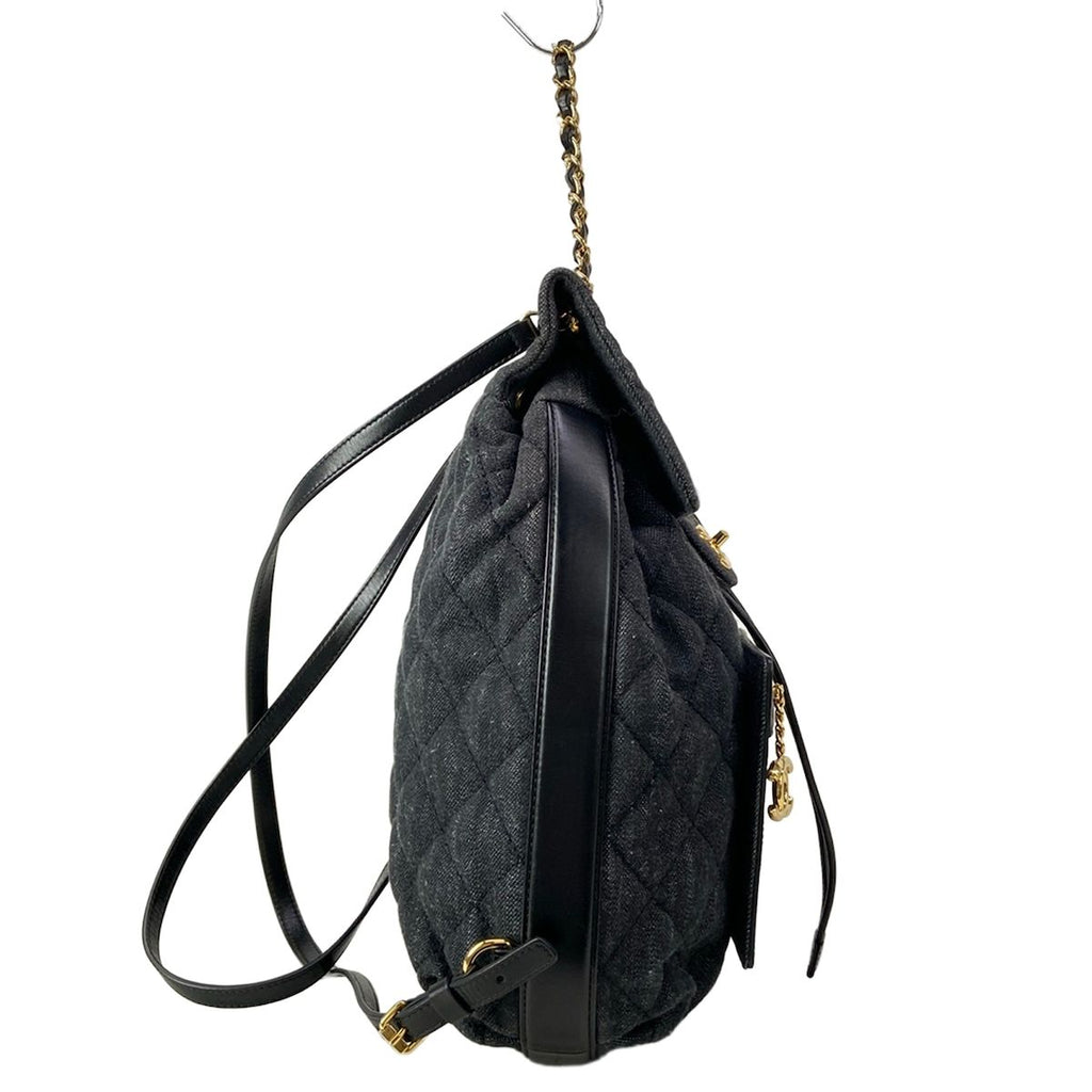 Chanel Backpack Quilted Black Gold Chain — view 2
