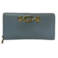 Gucci Wallet Zumi Light Blue Zip Around Leather