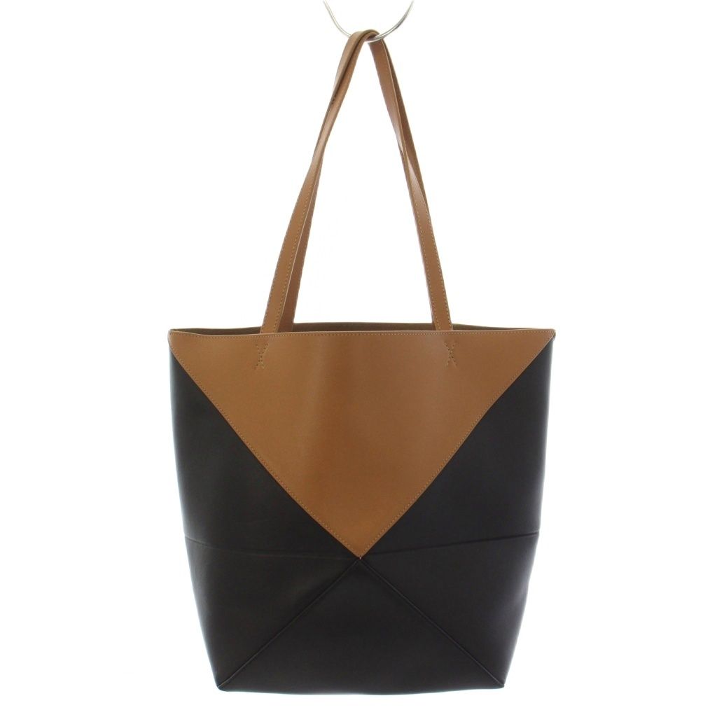 Loewe Puzzle Fold Tote Medium Leather Black Brown — view 2