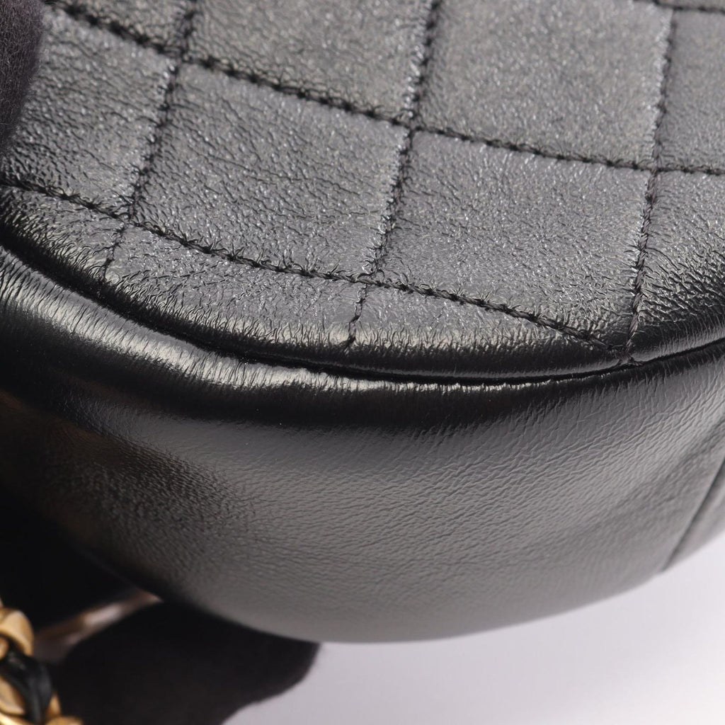 Chanel Shoulder Bag Quilted Round Mini Black Leather Chain — view 7