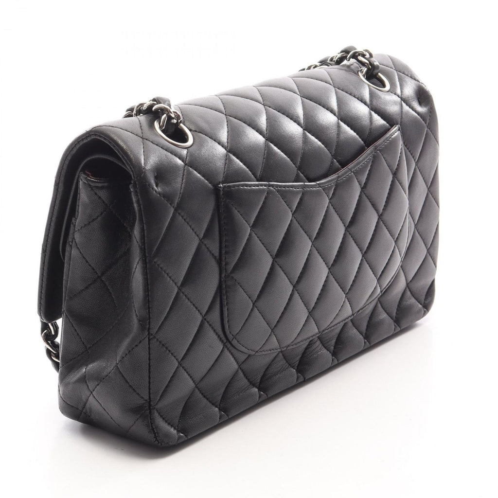 Chanel Shoulder Bag Quilted Double Flap Black Lambskin Chain — view 2