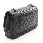 Chanel Shoulder Bag Quilted Double Flap Black Lambskin Chain — view 2