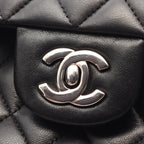 Chanel Shoulder Bag Quilted Double Flap Black Lambskin Chain — view 8