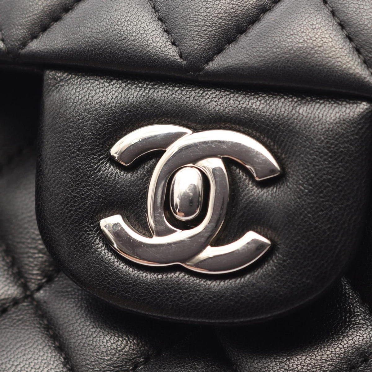 Chanel Shoulder Bag Quilted Double Flap Black Lambskin Chain — view 8