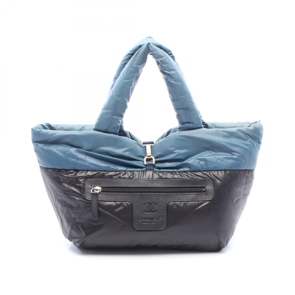 Chanel Tote Coco Cocoon Small Blue Green Nylon Leather — view 6