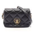 Chanel Shoulder Bag Quilted Heart Lock Black Lambskin Small Chain