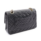 Chanel Shoulder Bag Quilted Double Flap Black Lambskin Chain — view 2