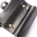 Chanel Shoulder Bag Quilted Double Flap Black Lambskin Chain — view 6