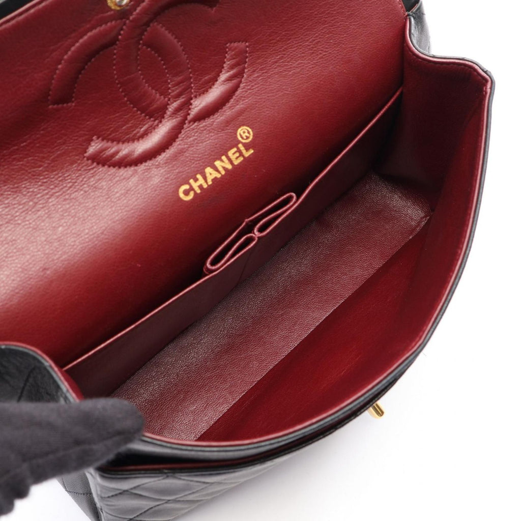 Chanel Shoulder Bag Quilted Double Flap Black Lambskin Chain — view 3