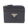 Prada Coin Purse Saffiano Triang L-shaped Zipper Leather