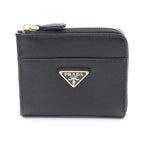Prada Coin Purse Saffiano Triang L-shaped Zipper Leather