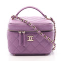 Chanel Handbag Quilted Vanity Bag 2-Way Purple Caviar Leather Small Chain