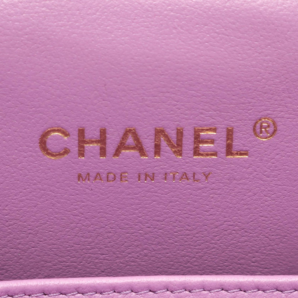 Chanel Handbag Quilted Vanity Bag 2-Way Purple Caviar Leather Small Chain — view 4