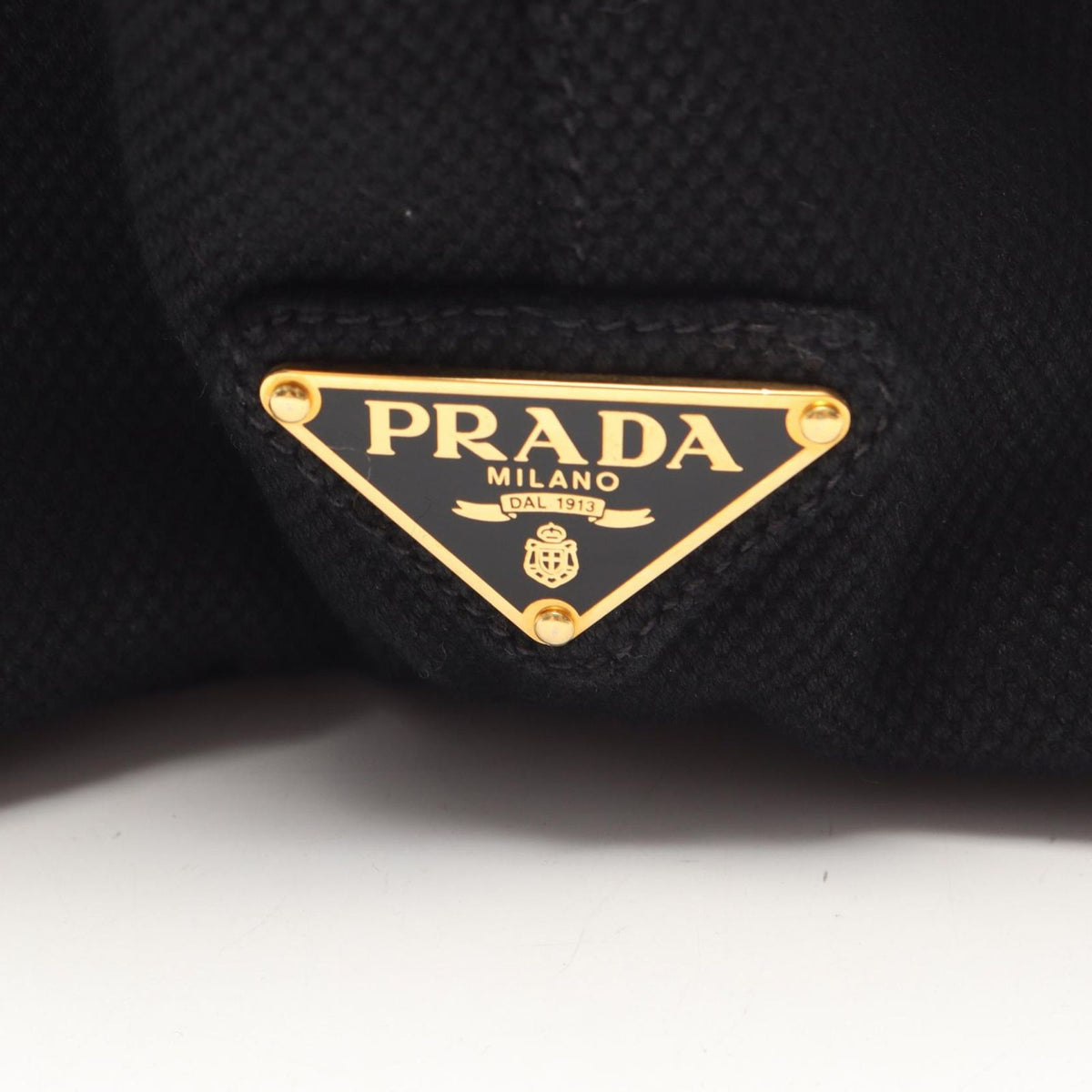 Prada Tote Denim Canapa Black White Canvas Large — view 5