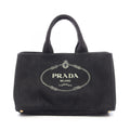 Prada Tote Denim Canapa Black White Canvas Large