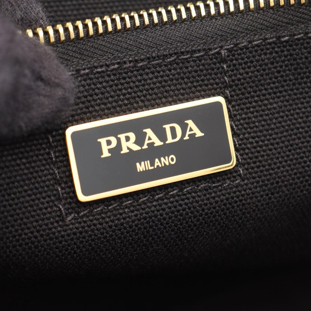 Prada Tote Denim Canapa Black White Canvas Large — view 4