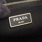 Prada Tote Denim Canapa Black White Canvas Large — view 4