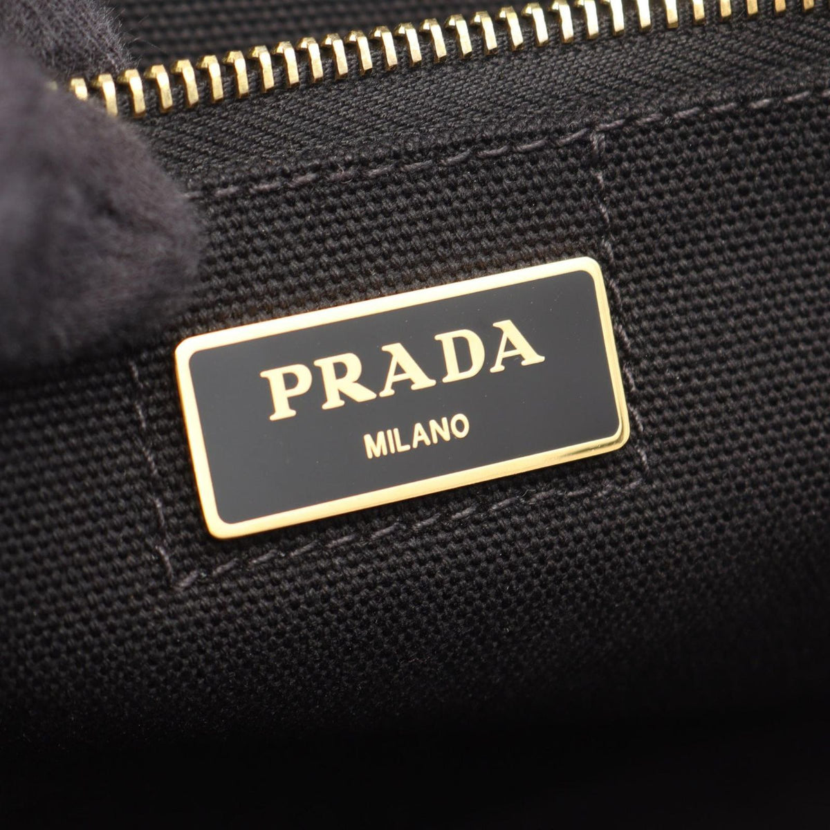 Prada Tote Denim Canapa Black White Canvas Large — view 4