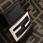 Fendi Shoulder Bag Zucca Brown Black Canvas Leather — view 6