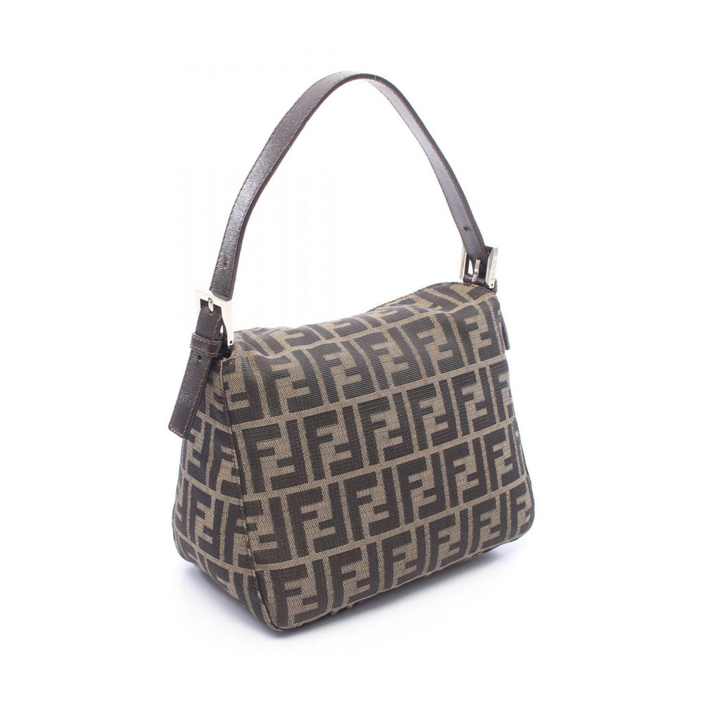 Fendi Shoulder Bag Zucca Brown Black Canvas Leather — view 2