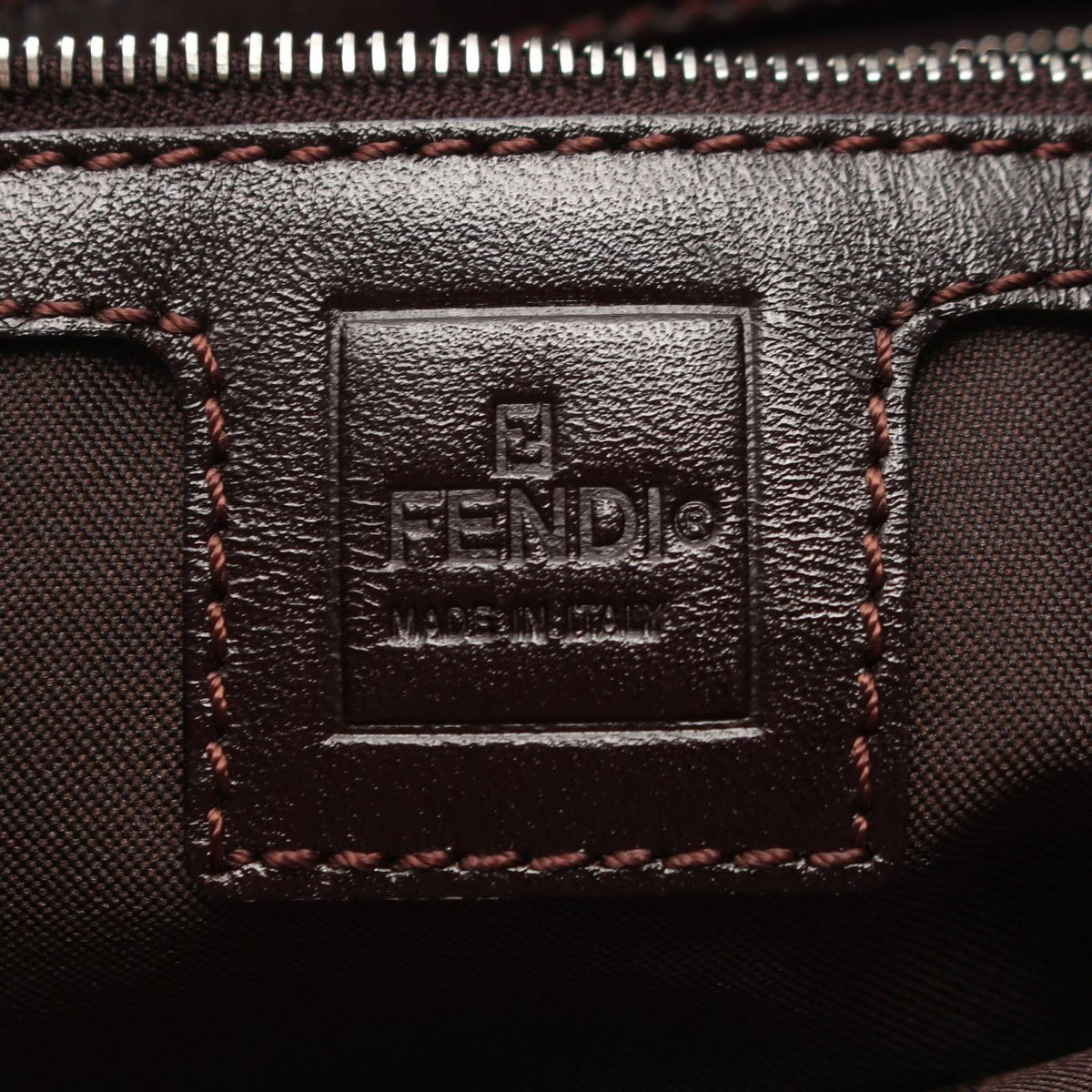 Fendi Tote Zucca Brown Black Canvas Leather Handbag — view 4