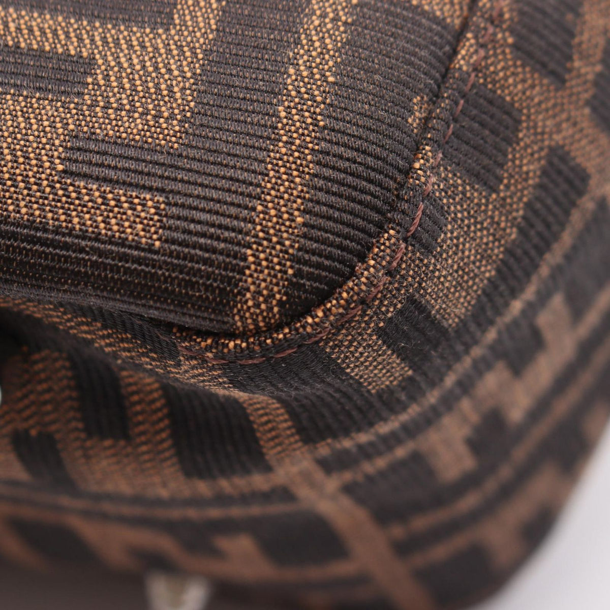 Fendi Tote Zucca Brown Black Canvas Leather Handbag — view 6