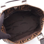 Fendi Tote Zucca Brown Black Canvas Leather Handbag — view 3