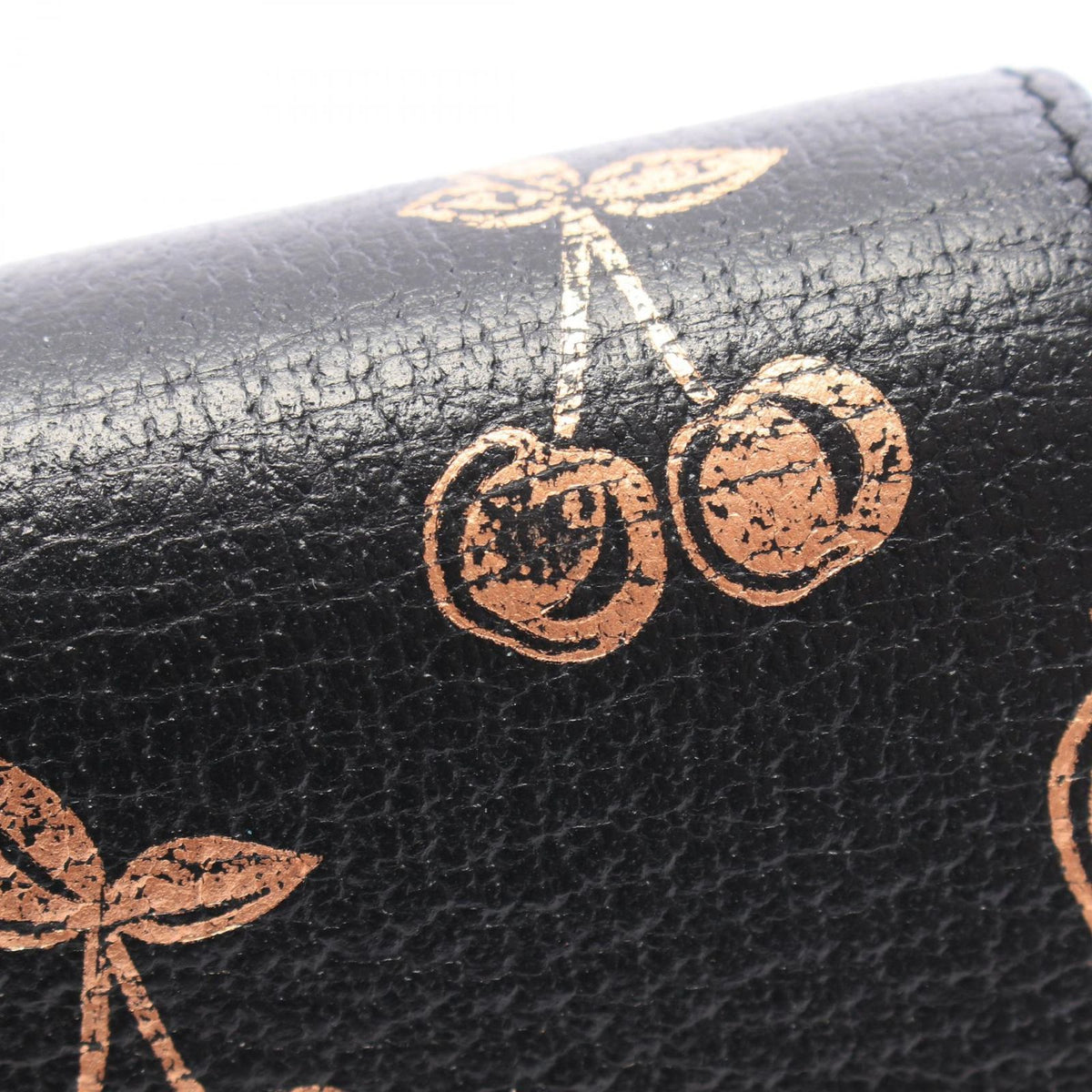 Gucci Bifold Wallet Petit Marmont GG Fruit Pattern Black Pink Gold Leather — view 6