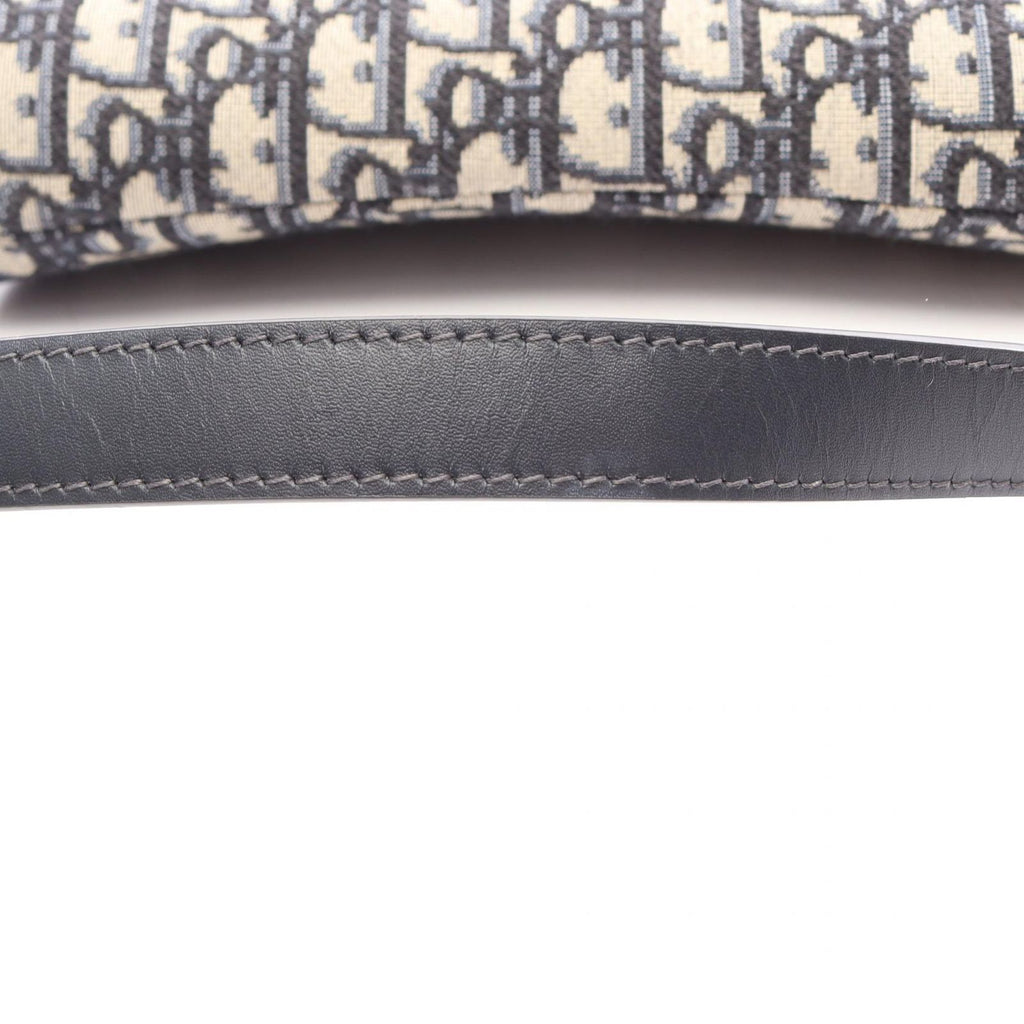 Dior Saddle Bag Oblique Jacquard 2-Way Navy Ivory Canvas Leather — view 6
