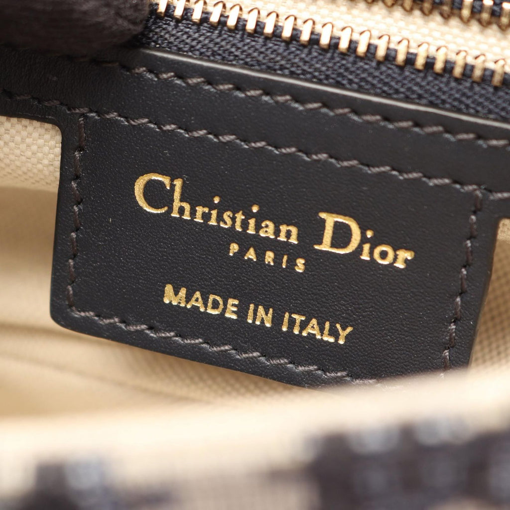 Dior Saddle Bag Oblique Jacquard 2-Way Navy Ivory Canvas Leather — view 4