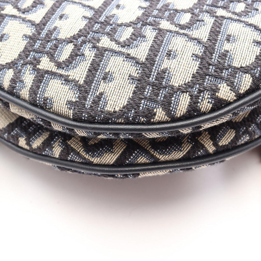 Dior Saddle Bag Oblique Jacquard 2-Way Navy Ivory Canvas Leather — view 5