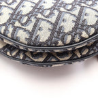 Dior Saddle Bag Oblique Jacquard 2-Way Navy Ivory Canvas Leather — view 5
